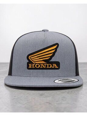 Honda Gold Wing YP Flat Bill Trucker Hat Mesh Back Snapback grey/black